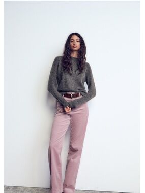 Zara Pink Corduroy Wide-Leg Jeans